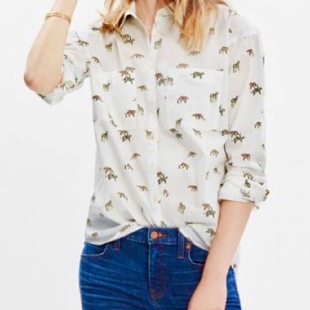🐆Madewell Shrunken Trapeze Shirt in ‘Cat Walk’
